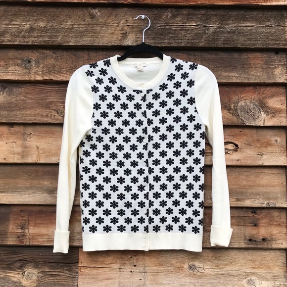 J. Crew Sweaters - J. Crew Caryn cardigan black white floral xs